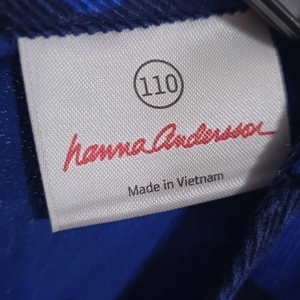 Hanna Andersson Girls Corduroy Dress Blue Floral Pockets Sz 110/5-6X EUC‎